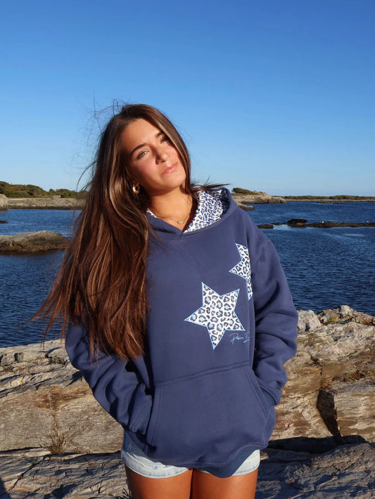 Navy Leopard Hoodie
